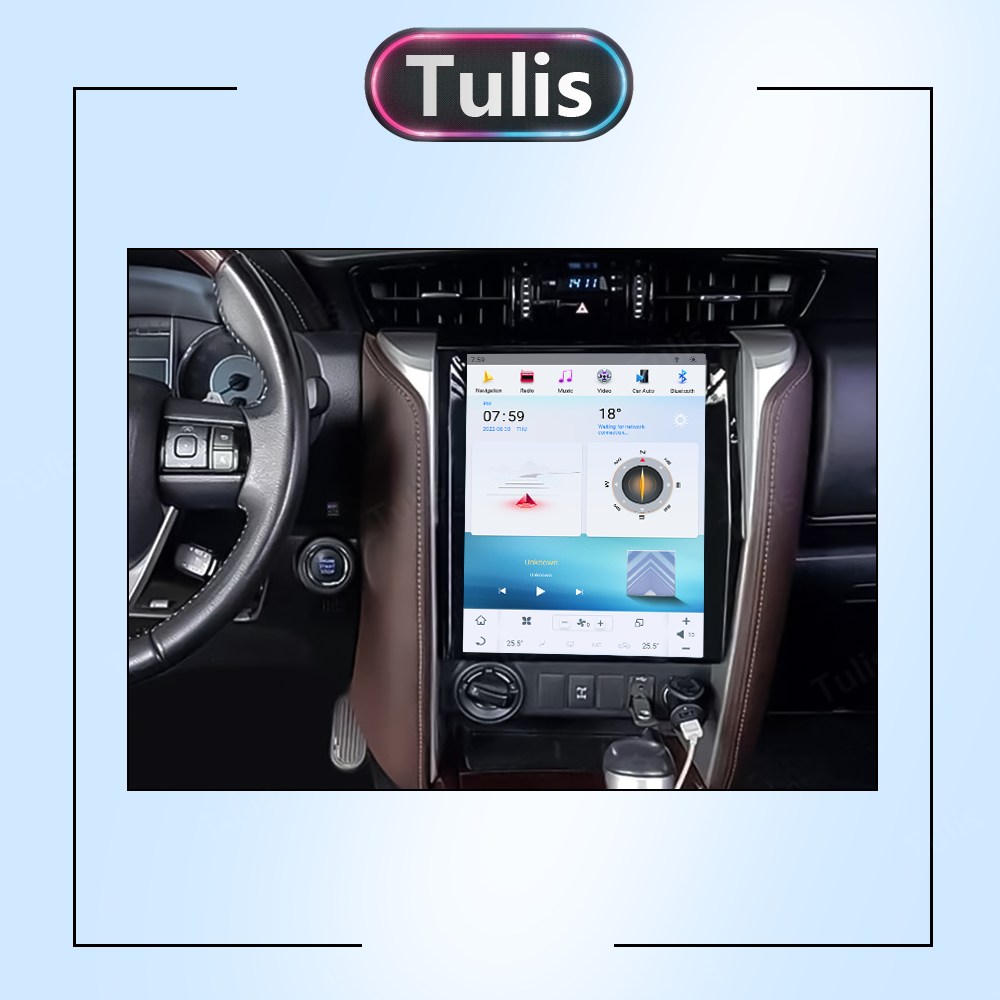 12.1“ Tesla Style Toyota Fortuner 2016 -2022 Android Screen Navigation Car Radio With Carplay Android Auto