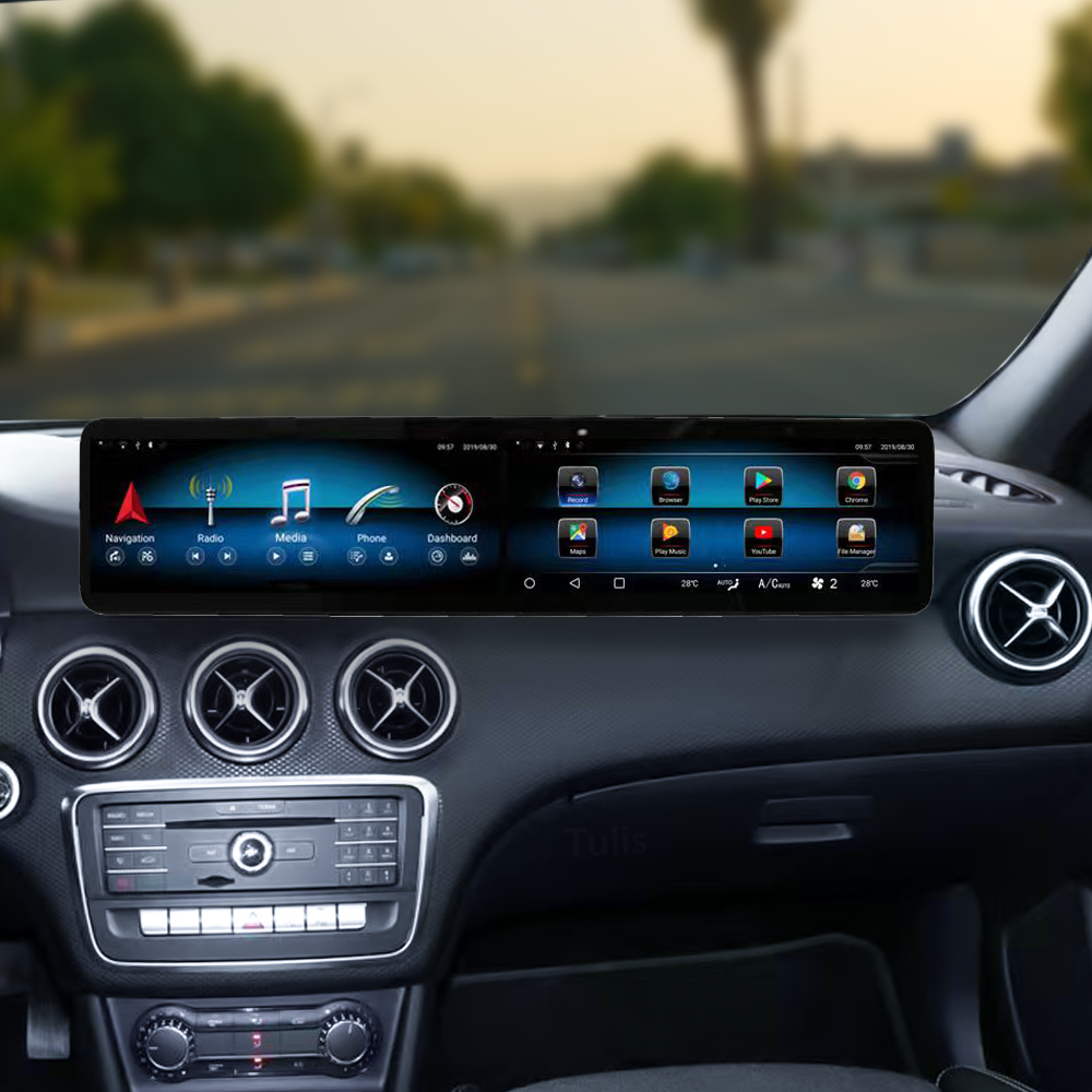 Mercedes Benz A Class 2017-2020 Dual 12.3 Inch Android Screen Navigation Car Stereo With Carplay Android Auto