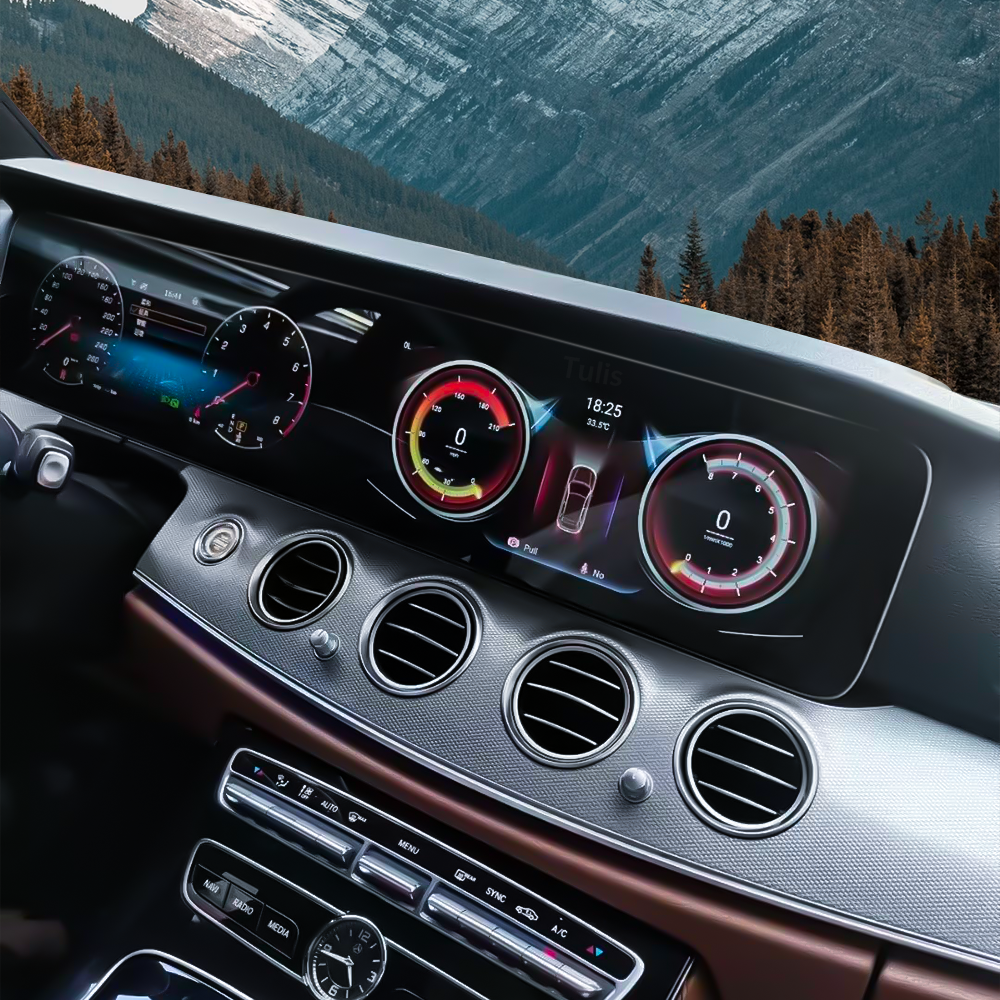 Mercedes Benz E Class 2017-2019 Dual 12.3 Inch Android Screen Navigation Car Stereo With Carplay Android Auto