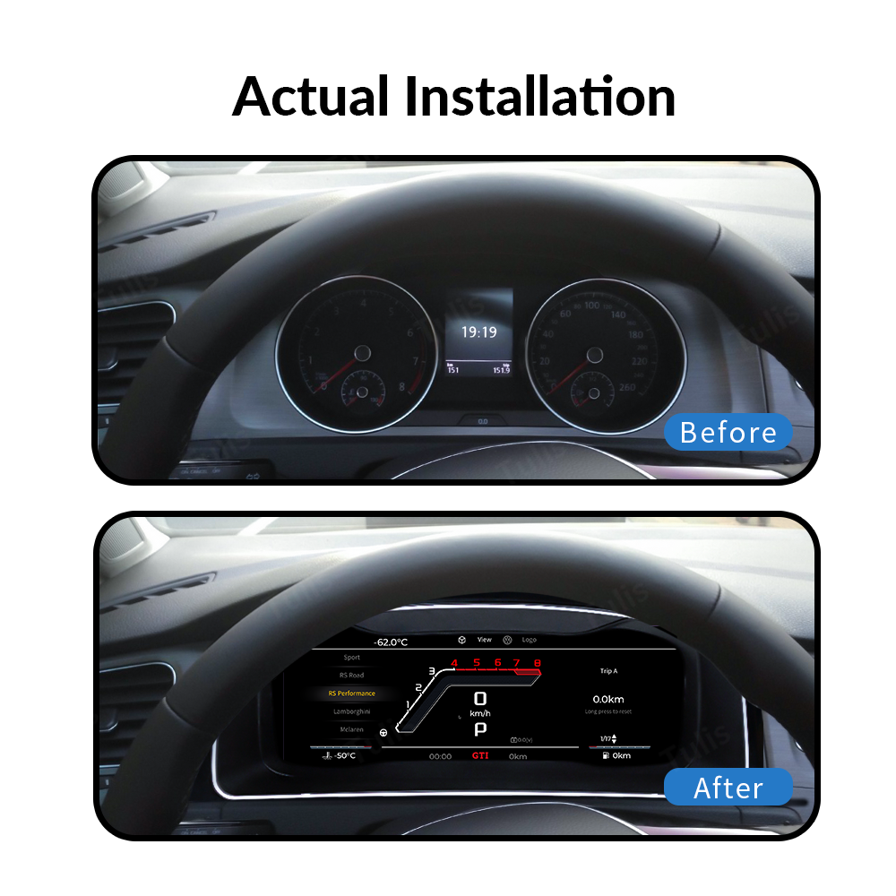 VW Golf 7 2014-2020 Car Digital Cluster Instrument Virtual Cockpit Speedometer Dashboard Ghost Screen