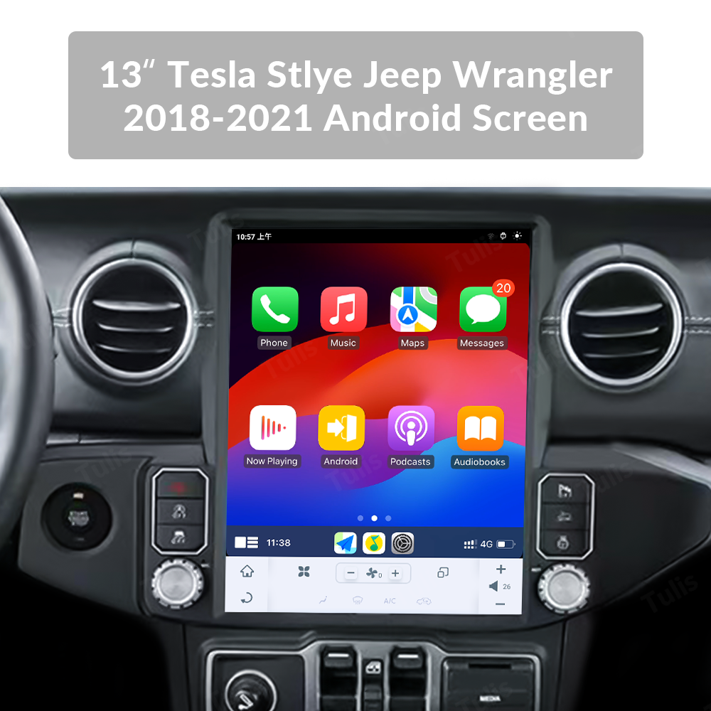 13“ Tesla Stlye Jeep Wrangler 2018-2021 Android Screen Navigation Car Radio With Carplay Android Auto
