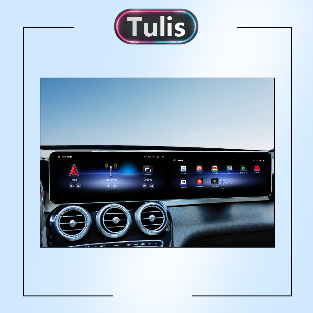 Mercedes Benz C Class GLC 2015-2022 Dual 12.3 Inch Android Screen Navigation Car Stereo With Carplay Android Auto