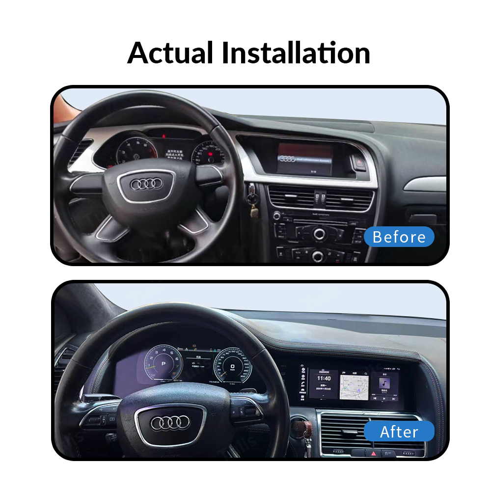 Audi A4 2009-2016 Dual Screen Car Digital Cluster Instrument Virtual Cockpit Speedometer Dashboard Ghost Screen