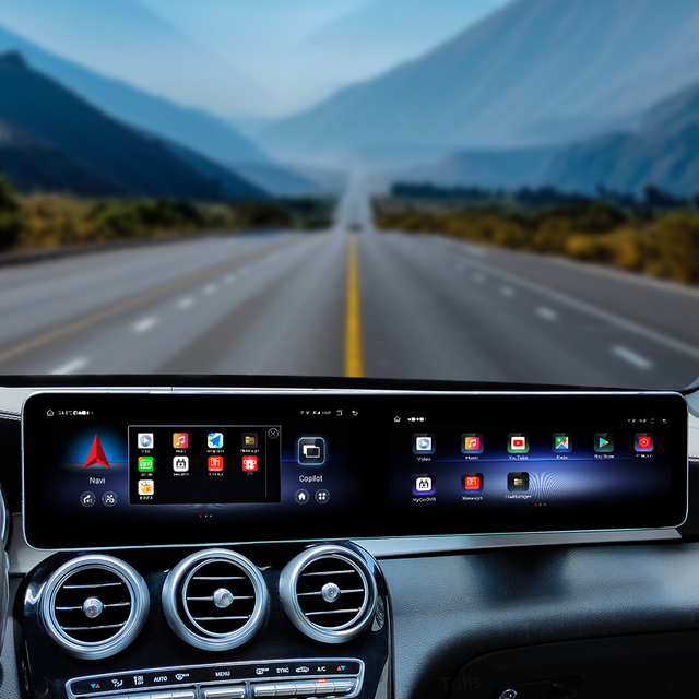 Mercedes Benz C Class GLC 2015-2022 Dual 12.3 Inch Android Screen Navigation Car Stereo With Carplay Android Auto