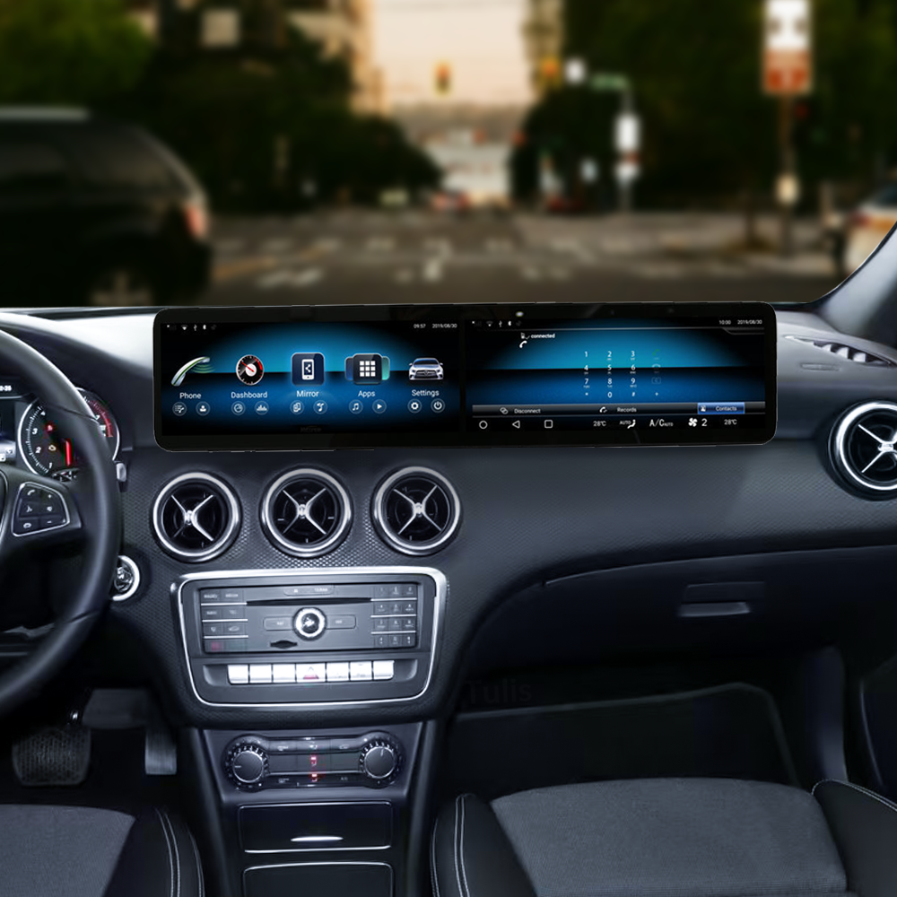 Mercedes Benz A Class 2017-2020 Dual 12.3 Inch Android Screen Navigation Car Stereo With Carplay Android Auto