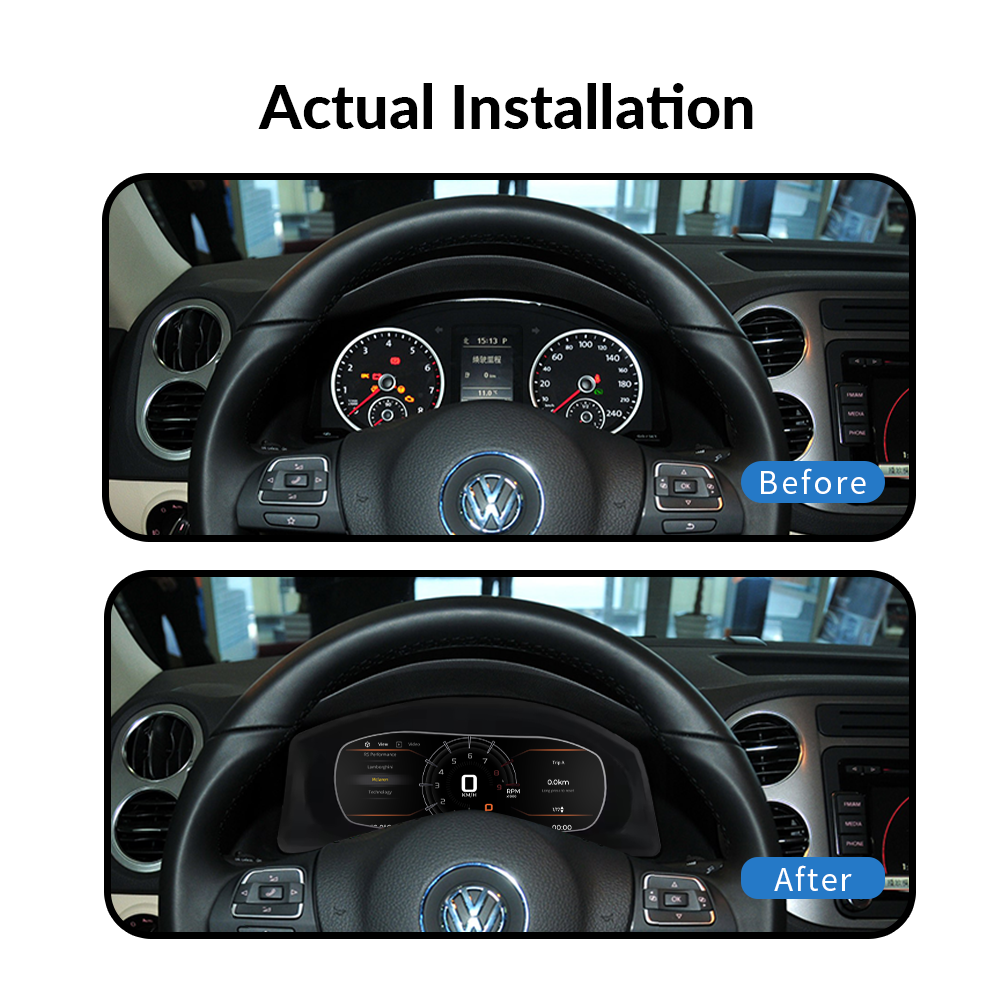 VW Tiguan 2010-2017 Car Digital Cluster Instrument Virtual Cockpit Speedometer Dashboard Ghost Screen