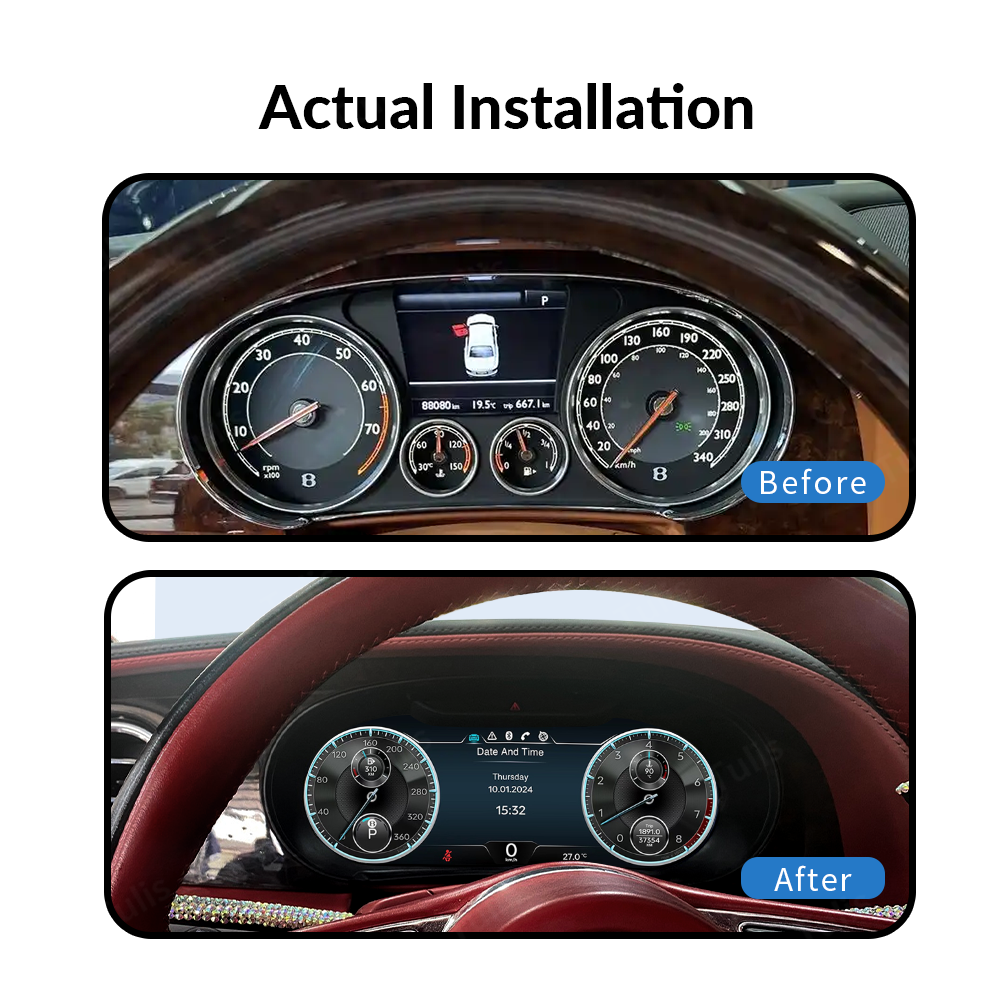 Bentley Continental GT Flying Spur 2012-2017 Car Digital Cluster Instrument Virtual Cockpit Speedometer Dashboard Ghost Screen