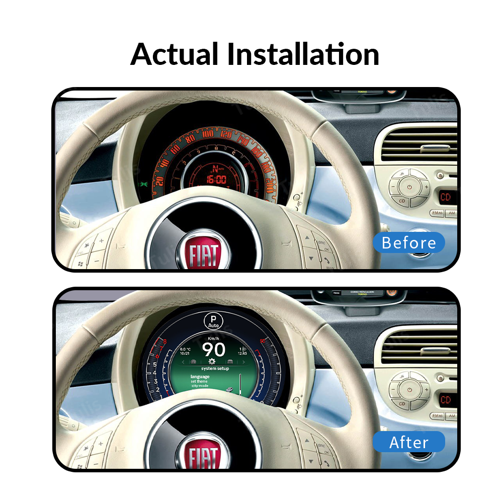 Fiat 500 2007-2024 Car Digital Cluster Instrument Virtual Cockpit Speedometer Dashboard Ghost Screen