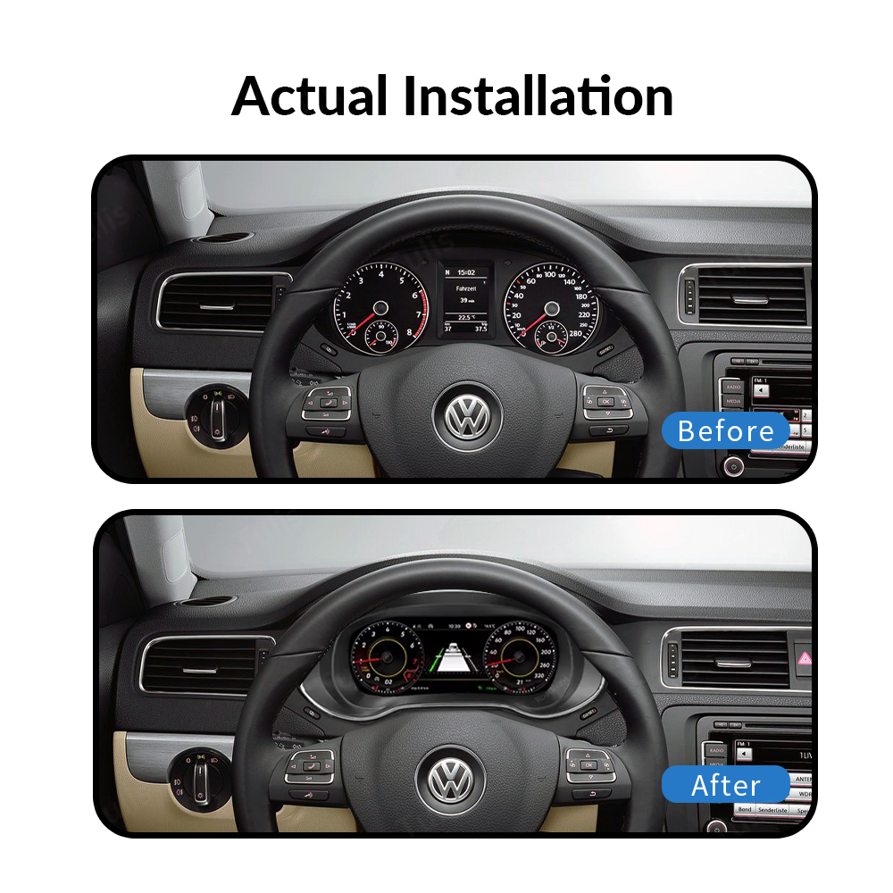 VW Jetta 2011-2014 Car Digital Cluster Instrument Virtual Cockpit Speedometer Dashboard Ghost Screen