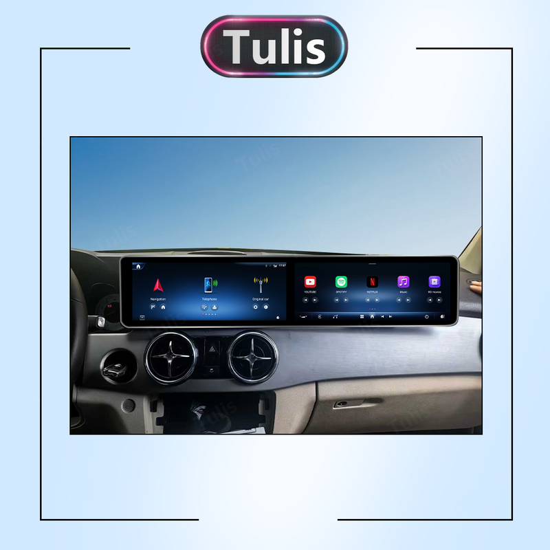 24.6 inch Mercedes Benz GLK 2009-2015 Dual 12.3 Inch Android Screen Navigation Car Stereo With Carplay Android Auto