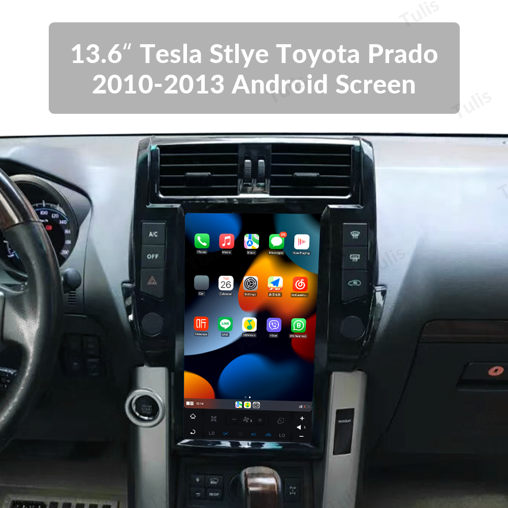 13.6“ Tesla Stlye Toyota Prado 2010-2013 Android Screen Navigation Car Radio With Carplay Android Auto