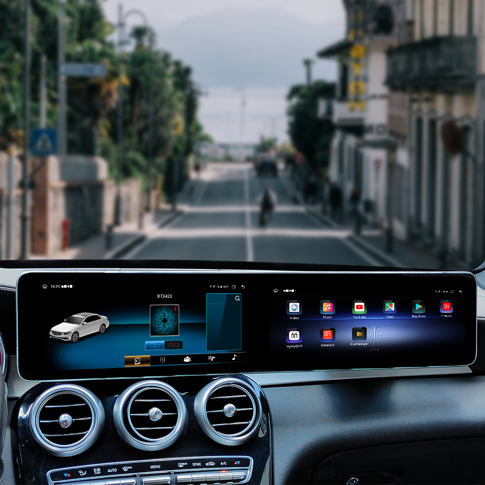 Mercedes Benz C Class GLC 2015-2022 Dual 12.3 Inch Android Screen Navigation Car Stereo With Carplay Android Auto