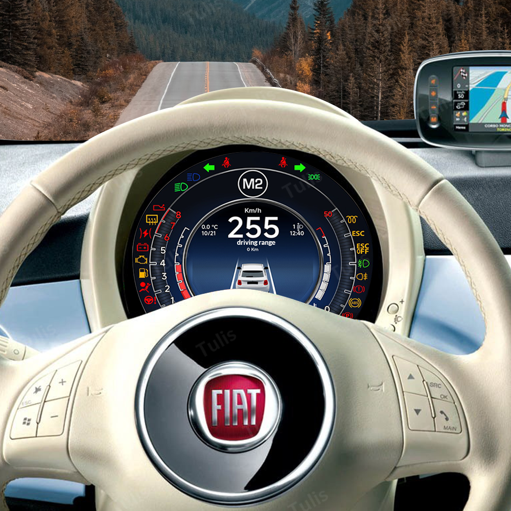 Fiat 500 2007-2024 Car Digital Cluster Instrument Virtual Cockpit Speedometer Dashboard Ghost Screen