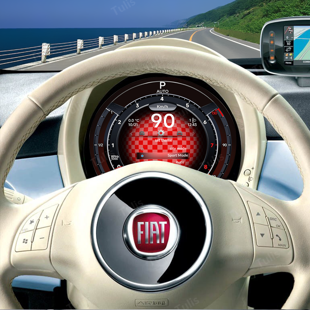 Fiat 500 2007-2024 Car Digital Cluster Instrument Virtual Cockpit Speedometer Dashboard Ghost Screen