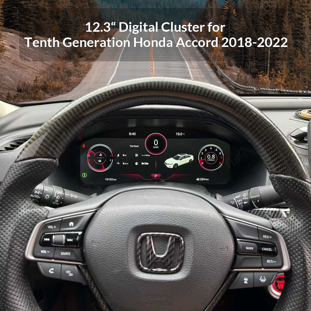 Tenth Generation Honda Accord 2018-2022 12.3" Car Digital Cluster Instrument Virtual Cockpit Speedometer Dashboard Ghost Screen