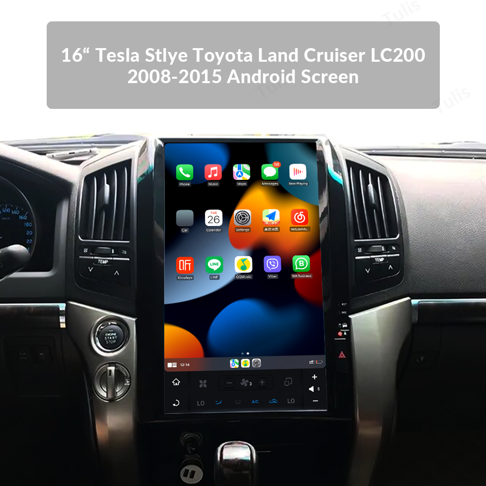 16“ Tesla Stlye Toyota Land Cruiser LC200 2008-2015 Android Screen Navigation Car Radio With Carplay Android Auto
