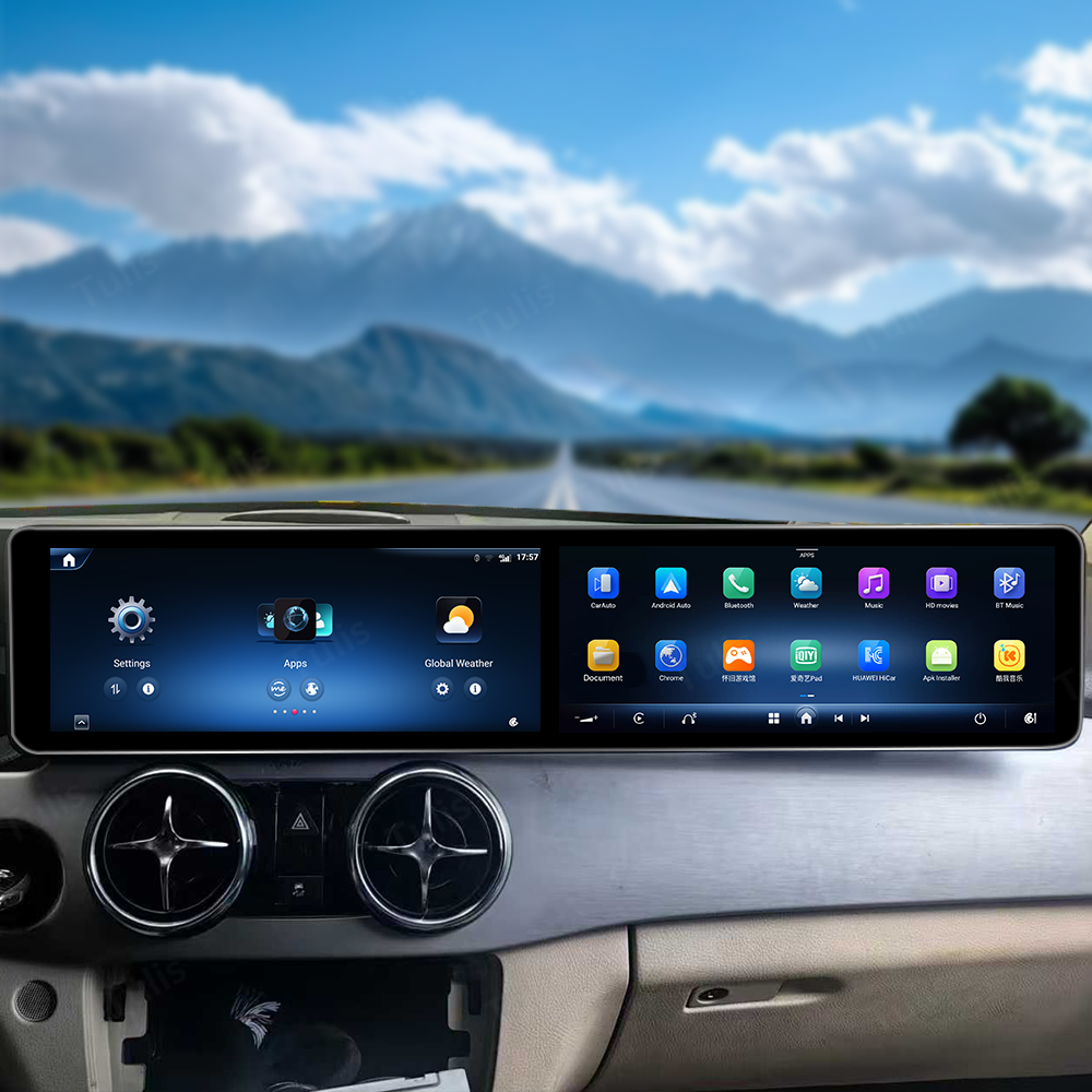 24.6 inch Mercedes Benz GLK 2009-2015 Dual 12.3 Inch Android Screen Navigation Car Stereo With Carplay Android Auto