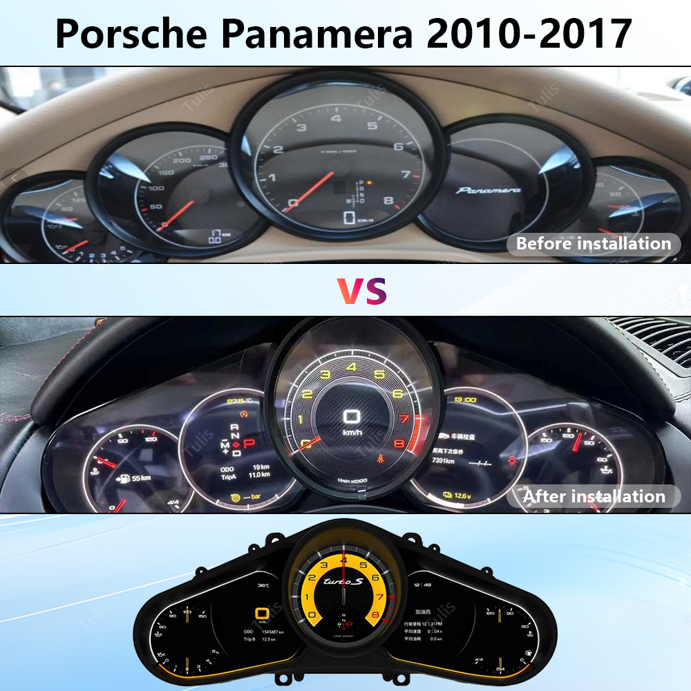 Tulis 12.3 Inch Digital Cluster Speedometer LCD Dashboard Cockpit Virtual Cockpit For Porsche Panamera 2010 To 2017