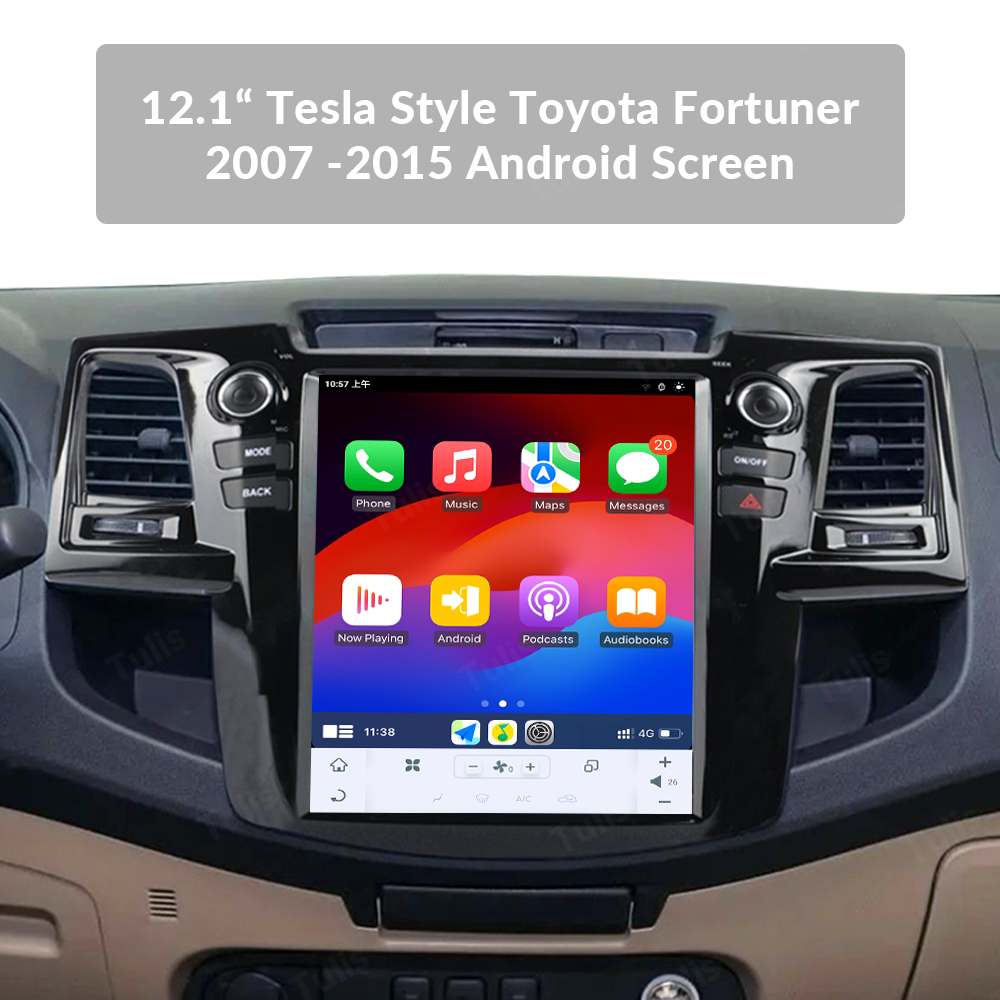 12.1“ Tesla Style Toyota Fortuner 2007 -2015 Android Screen Navigation Car Radio With Carplay Android Auto