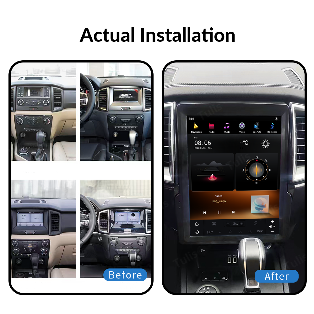 12.1 inch Tesla Style Ford Ranger 2016-2020 Android Screen Navigation Car Radio With Carplay Android Auto